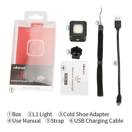 Ulanzi L1 Süper Mini Kamera Video Led Işık Su Geçirmez Şarjlı